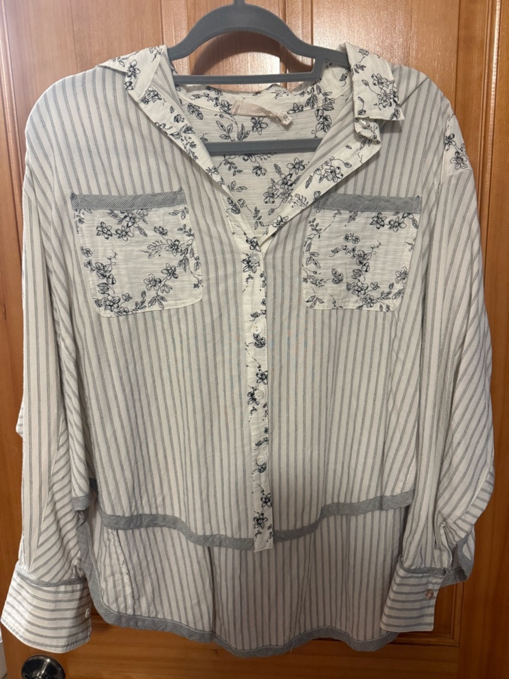 Millibon White Blouse with Black Floral Print